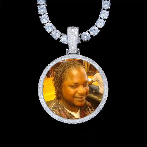 925S & VVS Moissanite 3D Circle Custom Picture Pendant