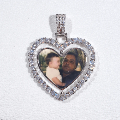 3D Spinning 2-Faced Heart Custom Picture Pendant
