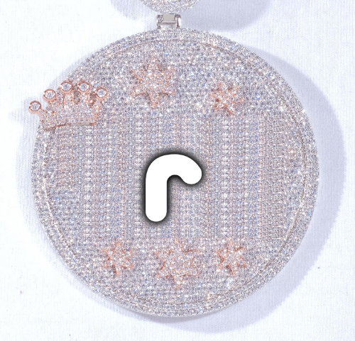 CUSTOM LETTER NECKLACE 3D BIG CROWN DISC