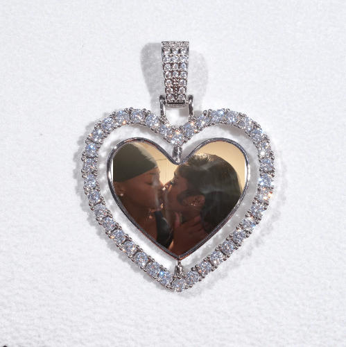 3D Spinning 2-Faced Heart Custom Picture Pendant