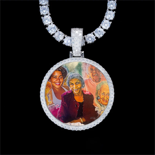 925S & VVS Moissanite 3D Circle Custom Picture Pendant
