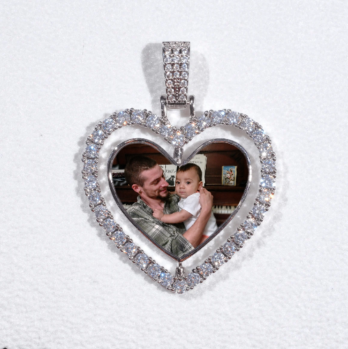 3D Spinning 2-Faced Heart Custom Picture Pendant