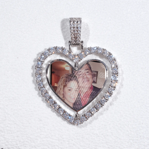 3D Spinning 2-Faced Heart Custom Picture Pendant