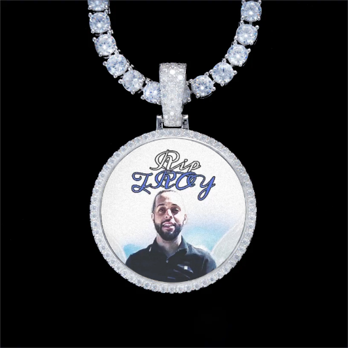 925S & VVS Moissanite 3D Circle Custom Picture Pendant