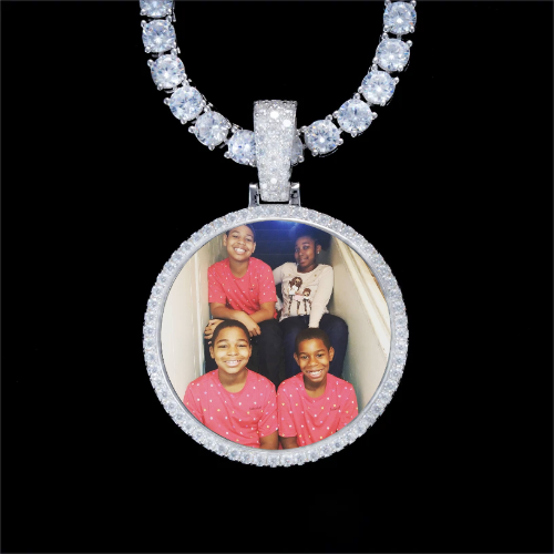 925S & VVS Moissanite 3D Circle Custom Picture Pendant