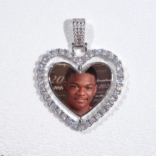 3D Spinning 2-Faced Heart Custom Picture Pendant