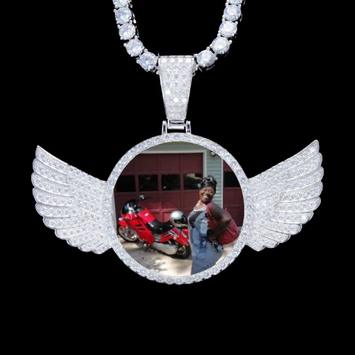 925S & VVS Moissanite 3D Wing Custom Picture Pendant