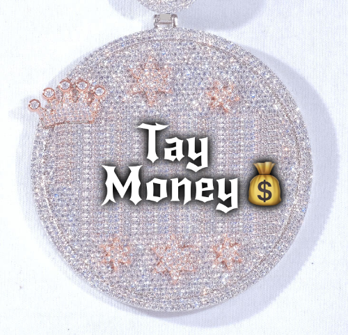 CUSTOM LETTER NECKLACE 3D BIG CROWN DISC