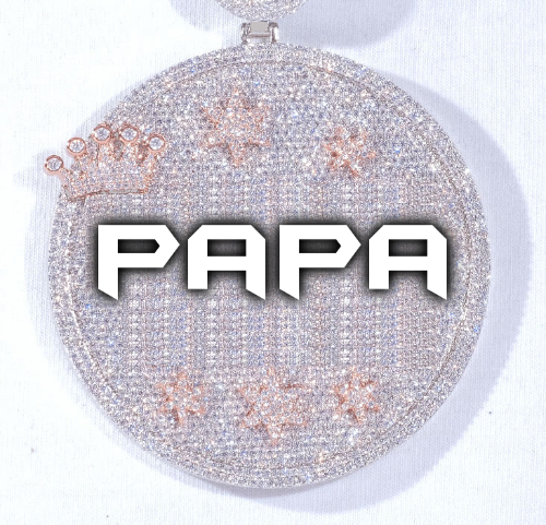 CUSTOM LETTER NECKLACE 3D BIG CROWN DISC