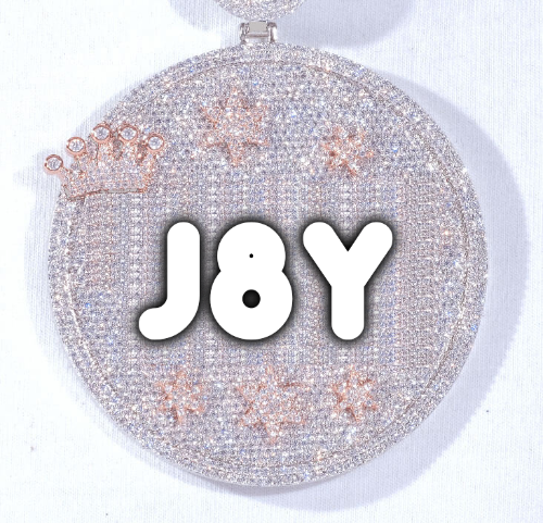CUSTOM LETTER NECKLACE 3D BIG CROWN DISC