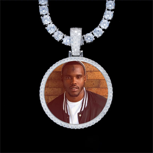 925S & VVS Moissanite 3D Circle Custom Picture Pendant