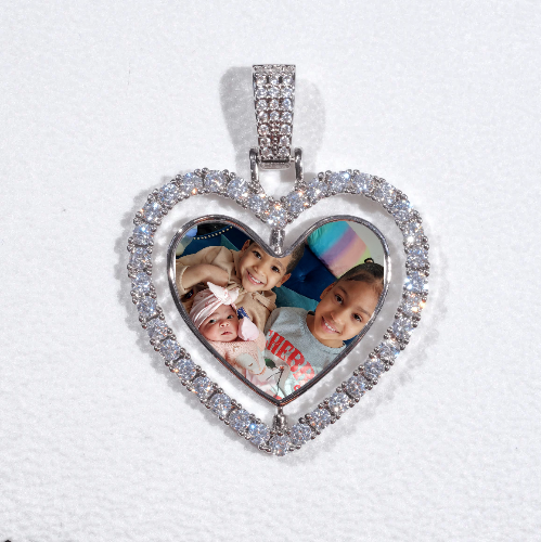 3D Spinning 2-Faced Heart Custom Picture Pendant