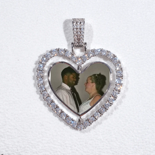 3D Spinning 2-Faced Heart Custom Picture Pendant