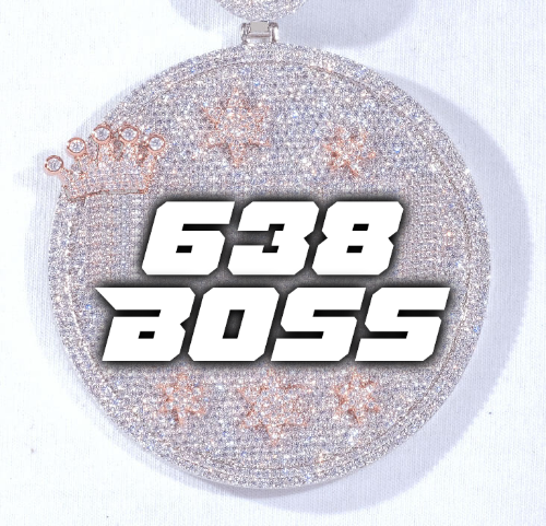 CUSTOM LETTER NECKLACE 3D BIG CROWN DISC