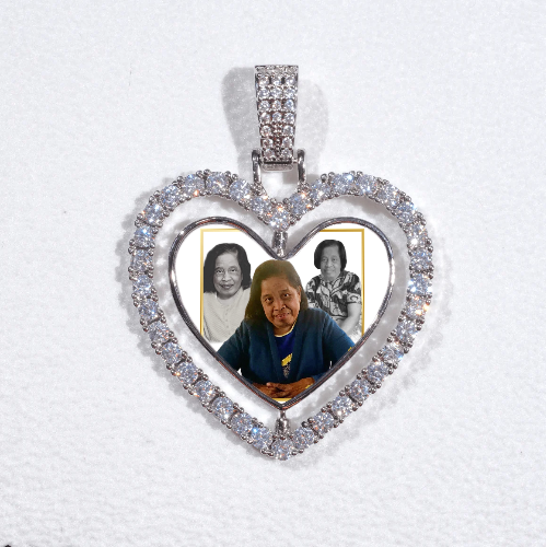3D Spinning 2-Faced Heart Custom Picture Pendant