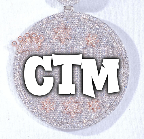 CUSTOM LETTER NECKLACE 3D BIG CROWN DISC