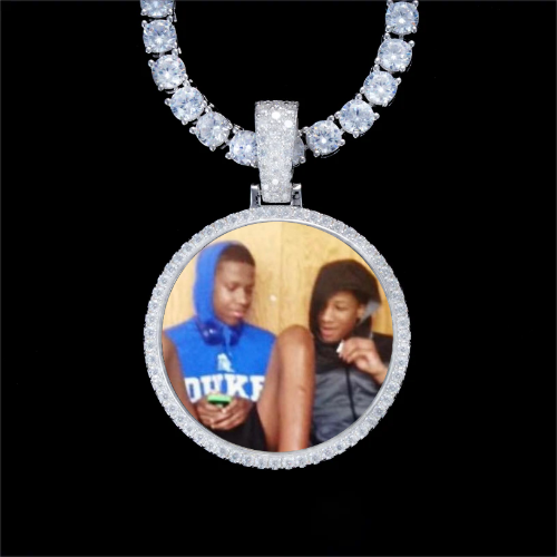 925S & VVS Moissanite 3D Circle Custom Picture Pendant