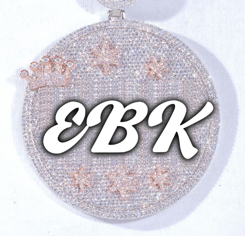 CUSTOM LETTER NECKLACE 3D BIG CROWN DISC