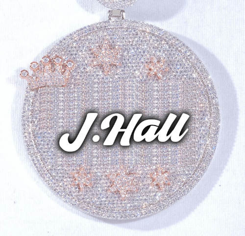 CUSTOM LETTER NECKLACE 3D BIG CROWN DISC