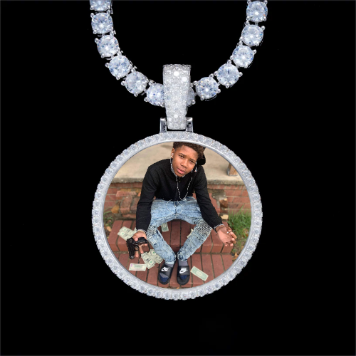 925S & VVS Moissanite 3D Circle Custom Picture Pendant