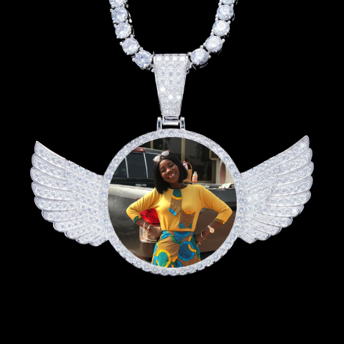 925S & VVS Moissanite 3D Wing Custom Picture Pendant