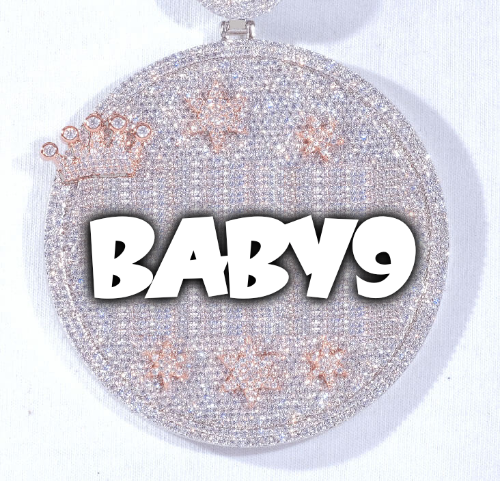 CUSTOM LETTER NECKLACE 3D BIG CROWN DISC