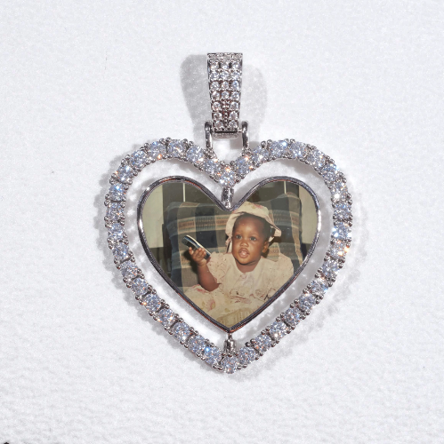 3D Spinning 2-Faced Heart Custom Picture Pendant