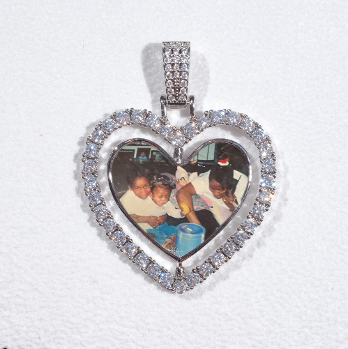 3D Spinning 2-Faced Heart Custom Picture Pendant