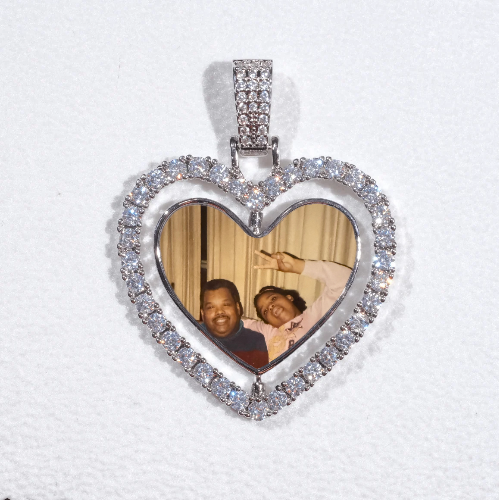 3D Spinning 2-Faced Heart Custom Picture Pendant