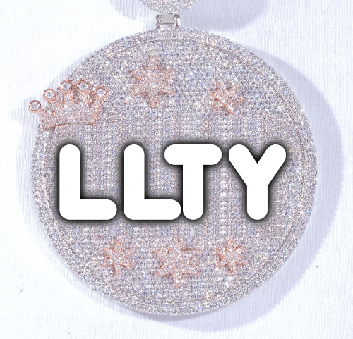 CUSTOM LETTER NECKLACE 3D BIG CROWN DISC