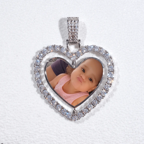 3D Spinning 2-Faced Heart Custom Picture Pendant