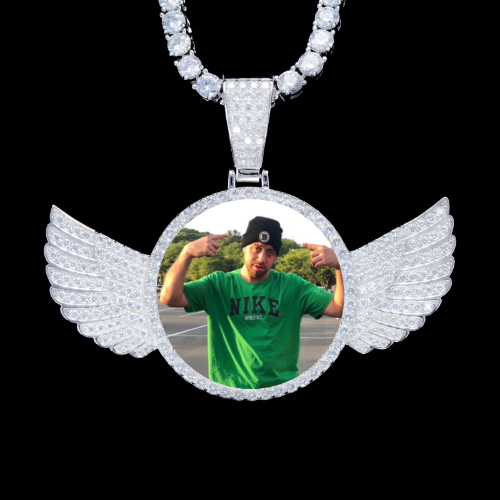 925S & VVS Moissanite 3D Wing Custom Picture Pendant