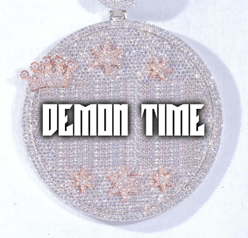 CUSTOM LETTER NECKLACE 3D BIG CROWN DISC