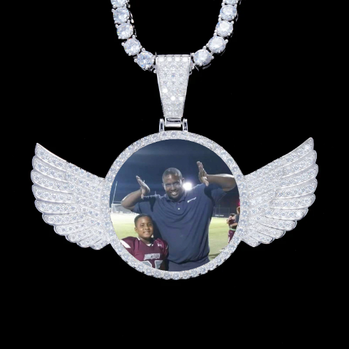 925S & VVS Moissanite 3D Wing Custom Picture Pendant