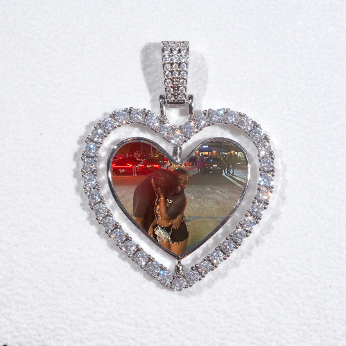 3D Spinning 2-Faced Heart Custom Picture Pendant
