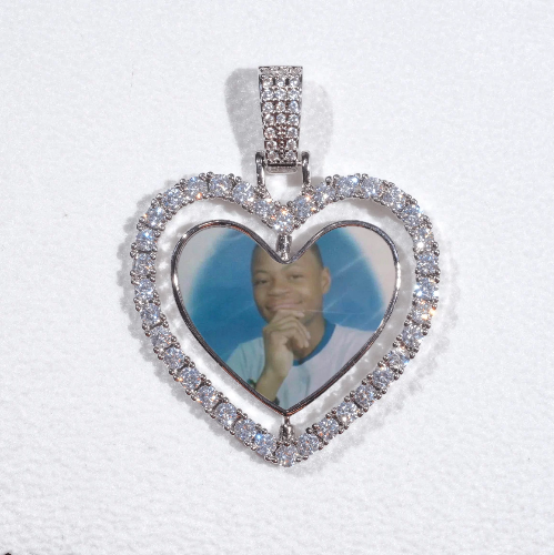 3D Spinning 2-Faced Heart Custom Picture Pendant