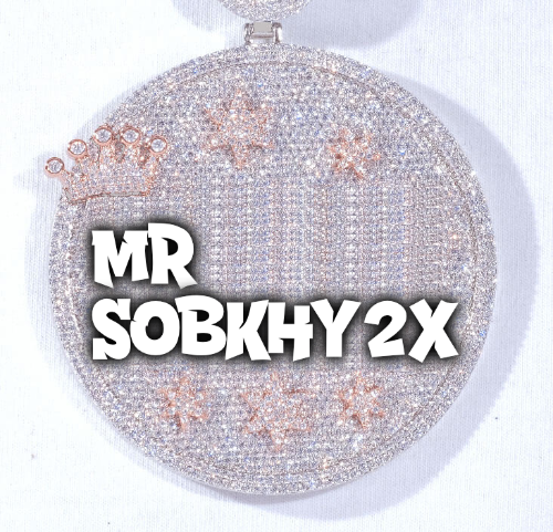 CUSTOM LETTER NECKLACE 3D BIG CROWN DISC