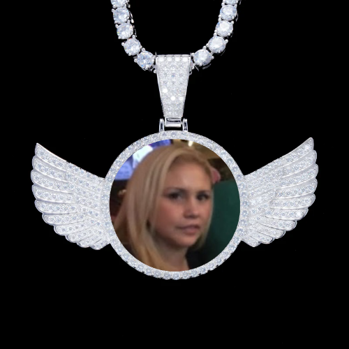 925S & VVS Moissanite 3D Wing Custom Picture Pendant