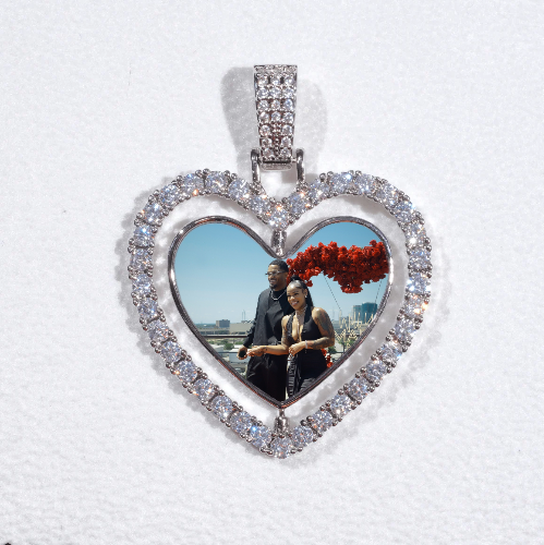 3D Spinning 2-Faced Heart Custom Picture Pendant