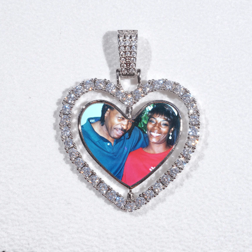 3D Spinning 2-Faced Heart Custom Picture Pendant