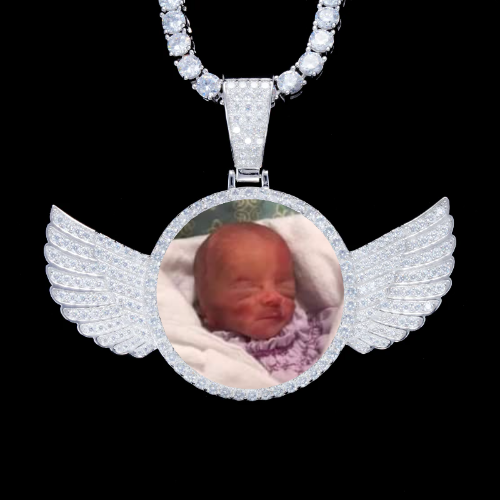 925S & VVS Moissanite 3D Wing Custom Picture Pendant