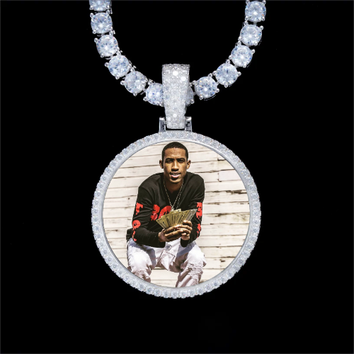 925S & VVS Moissanite 3D Circle Custom Picture Pendant