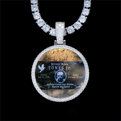925S & VVS Moissanite 3D Circle Custom Picture Pendant