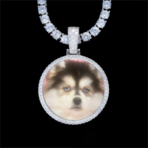 925S & VVS Moissanite 3D Circle Custom Picture Pendant