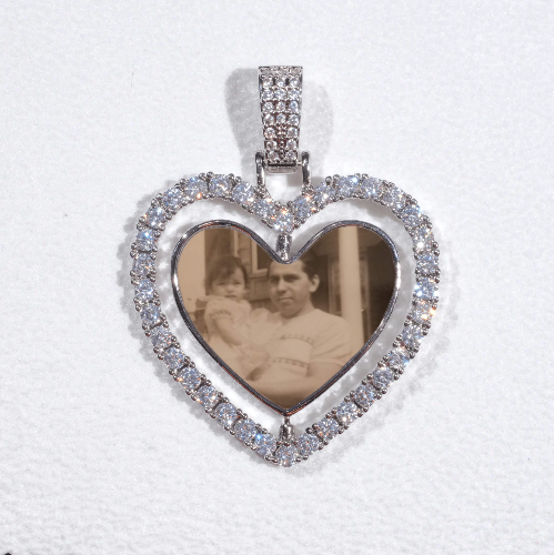 3D Spinning 2-Faced Heart Custom Picture Pendant