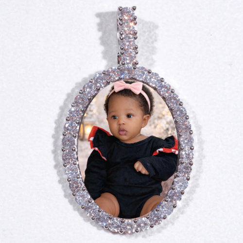 Large 3D Oval Custom Picture Pendant
