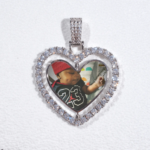 3D Spinning 2-Faced Heart Custom Picture Pendant
