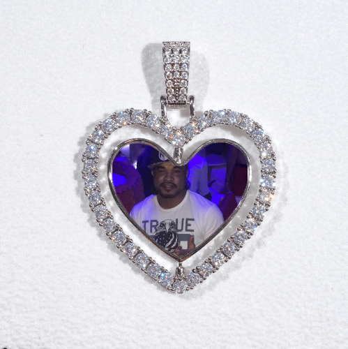 3D Spinning 2-Faced Heart Custom Picture Pendant