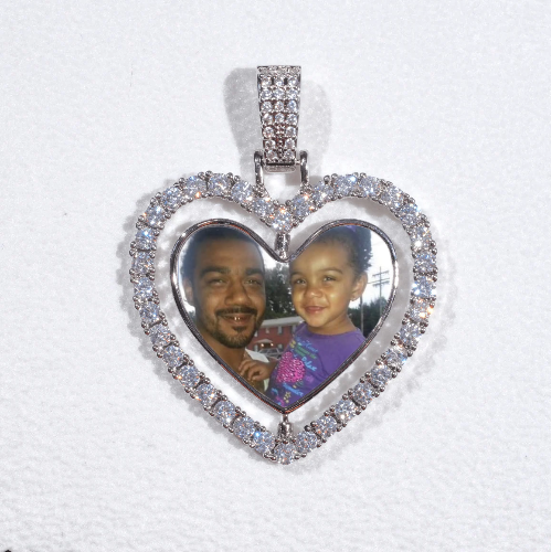 3D Spinning 2-Faced Heart Custom Picture Pendant