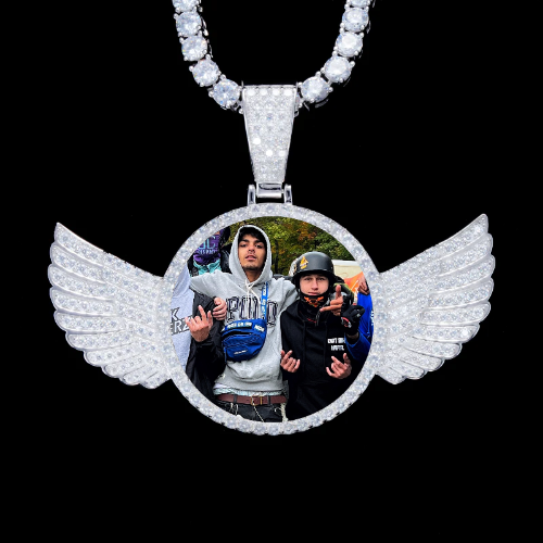 925S & VVS Moissanite 3D Wing Custom Picture Pendant